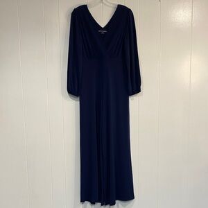 Soft Surroundings Navy Maxi Dress | V-Neck Long Sleeve Flowy | Navy Blue Size S
